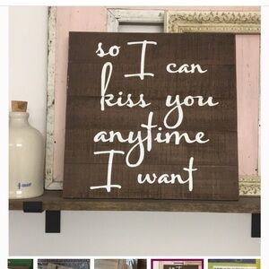 New Hobby Lobby Brown Wood Wall Sign with White Script - 15x15 Inches